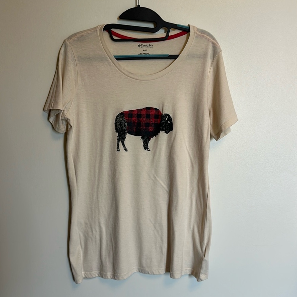 Columbia Like New Outer Bounds Buffalo Graphic Tee - Beige - Size Large
